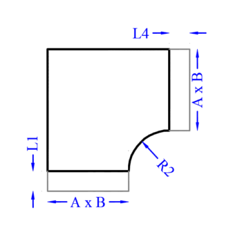 Curva simétrica con ángulo recto