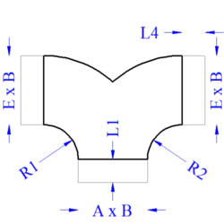Pantalón 90°-90° simétrico